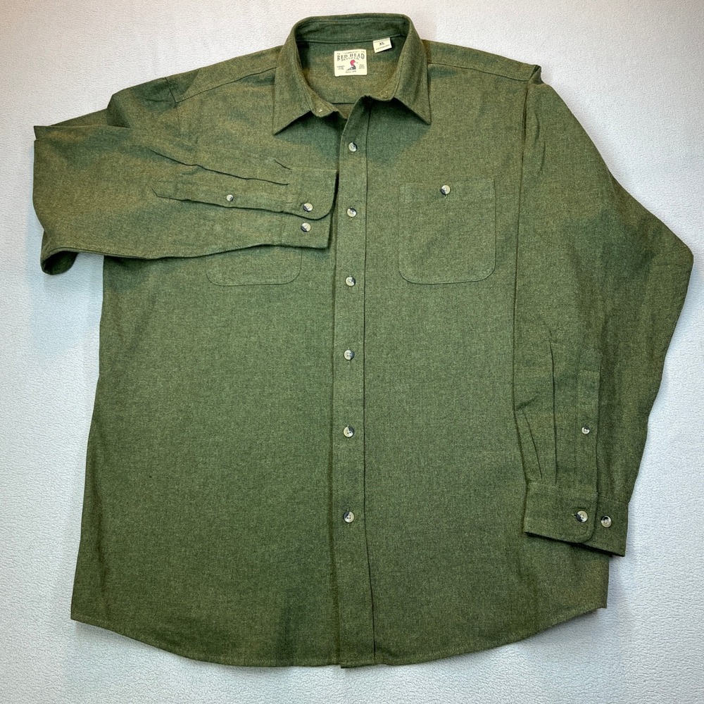 Red Head Brand Co Mens XL Flannel Shirt Olive Green Cotton Button Down 602RHF22